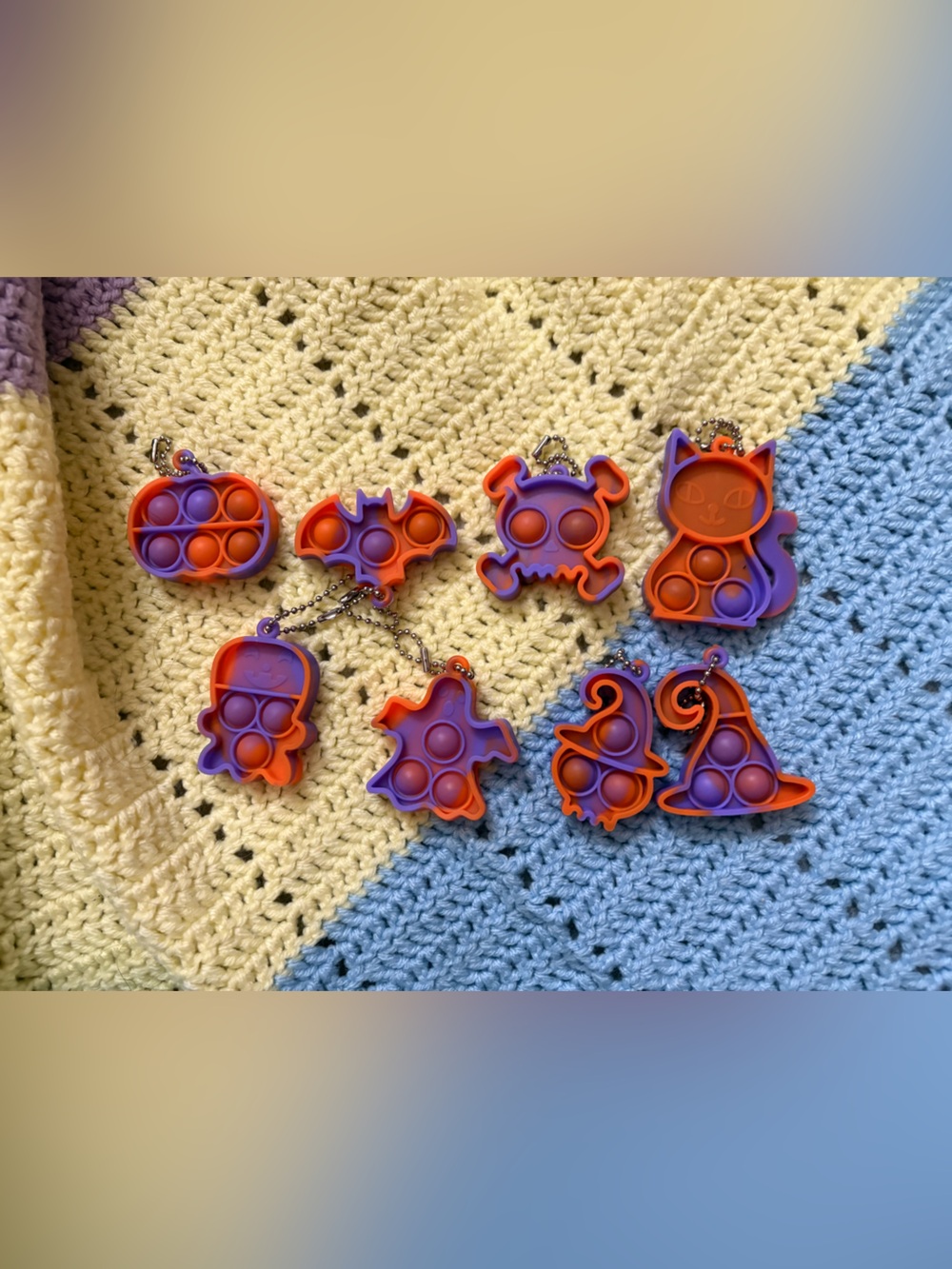 Halloween-themed mini pop-it keychains